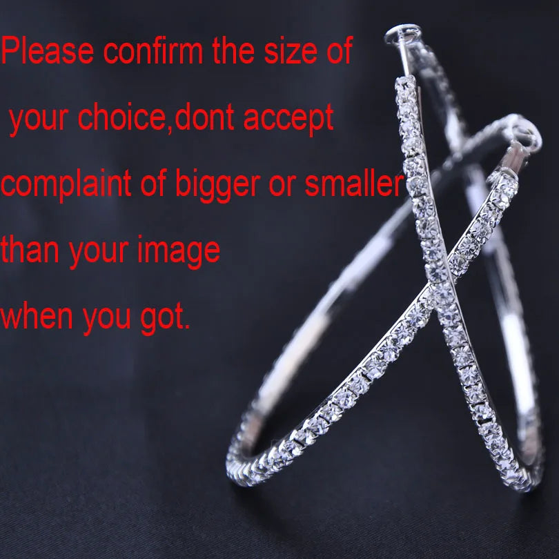 2026 New 30-100mm Large Crystal Hoops Earrings Paparazzi Basketball Wives CZ Hip Hop Earrings Christmas Jewelry Gift