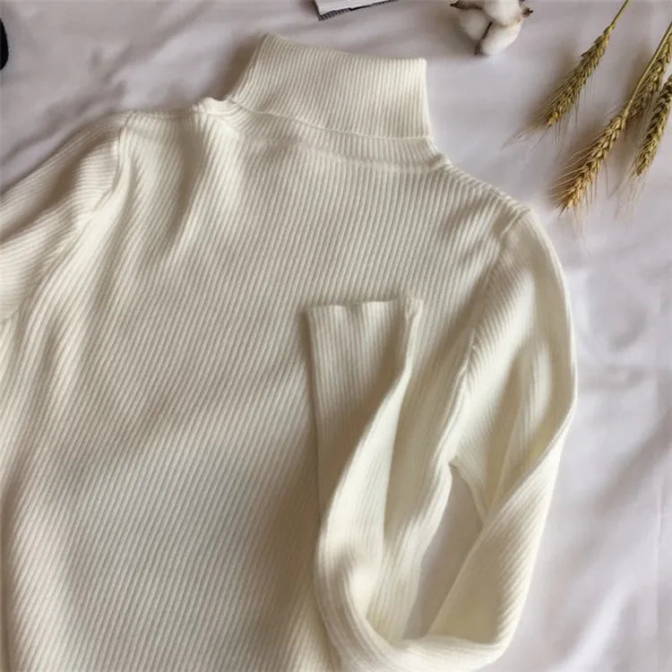 Women's Ribbed Turtleneck Sweater — Thick Knit Jumper
