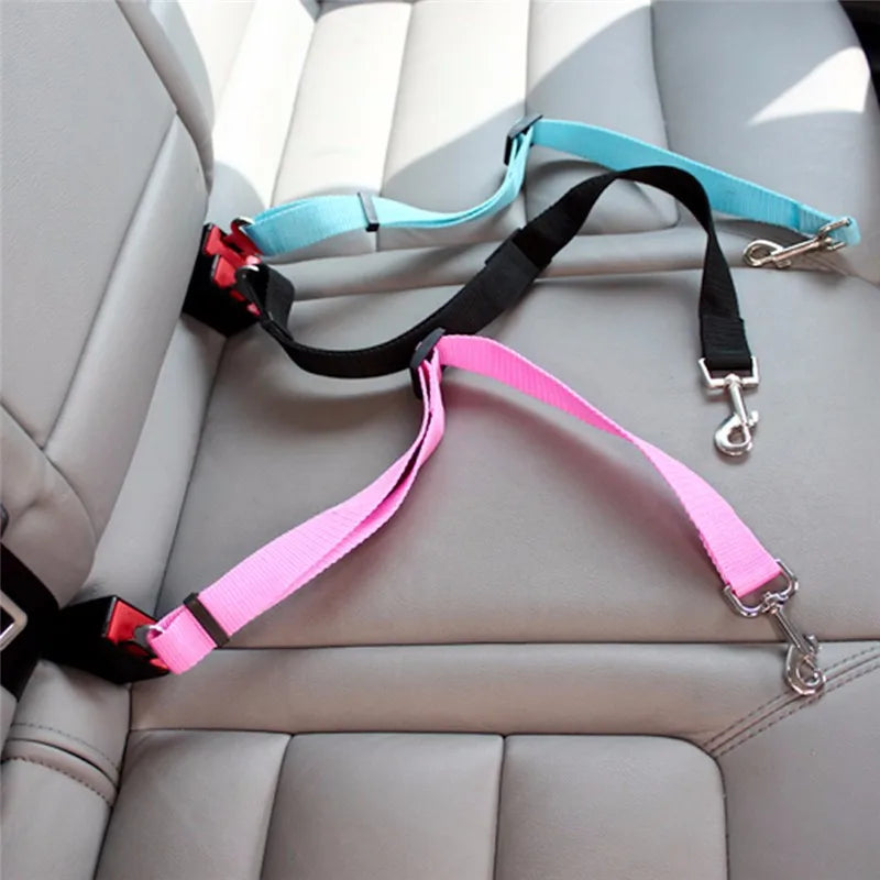 Dog Car Seat Belt Safety Protector – Adjustable Pet Travel Harness Leash & Collar Clip | Universal Fit