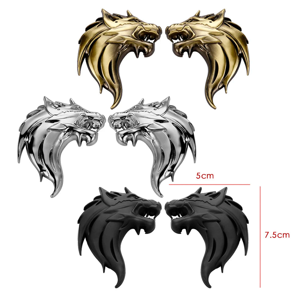 Wolf Wolverene Head 100% 3D Metal Car Auto Motorcycle Logo Emblem Badge Sticker DIY NEW Gun Silver Bronze 3 Colors Car-Styling