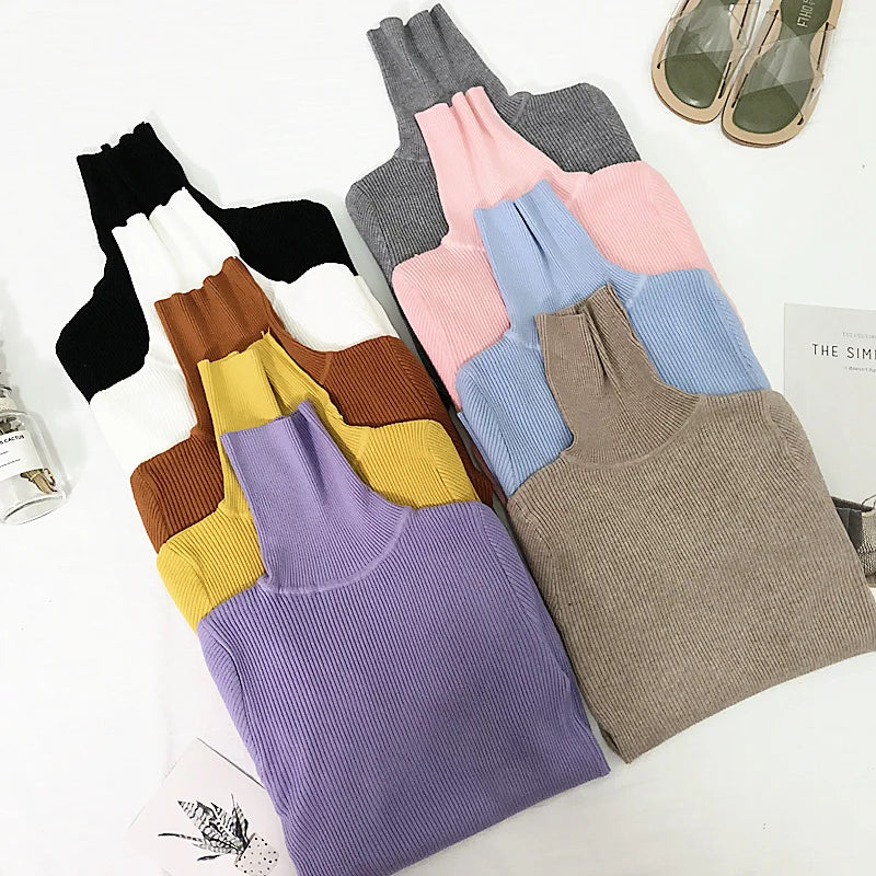 Womens Sweaters 2023 Winter Tops Turtleneck Sweater Women Thin Pullover Jumper Knitted Sweater Pull Femme Hiver Truien Dames New