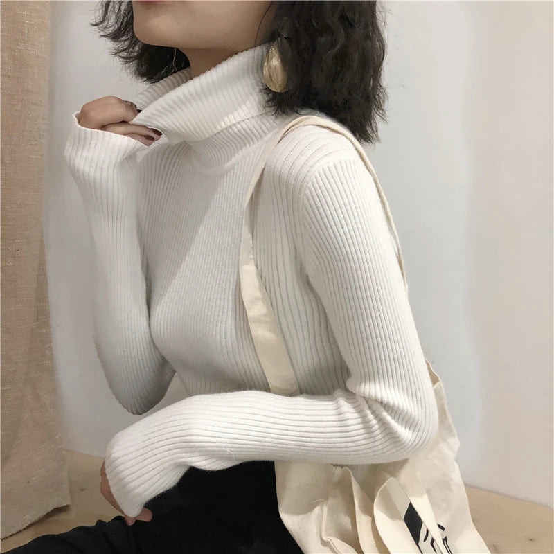 Women's Korean turtleneck sweater, slim knit — view 19 of 20