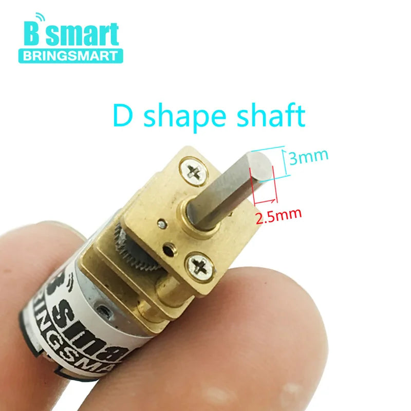 1pc Bringsmart N20 Micro motor Electric gearbox motor 3v 6v 12v 15/30/50/60/100/200/300/500/600/1000/1500rpm Customized D Shaft
