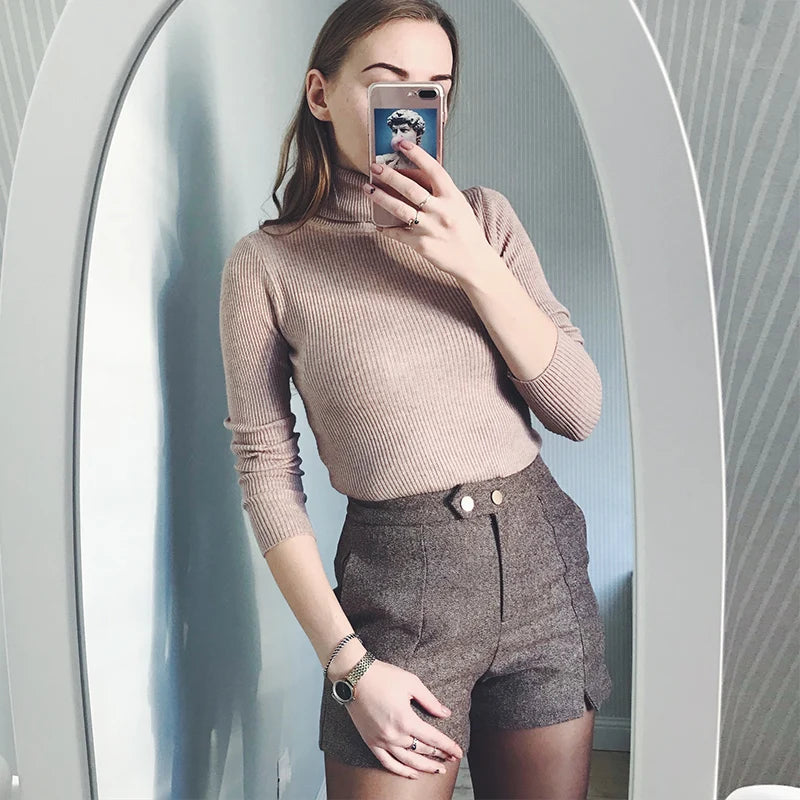Womens Sweaters 2023 Winter Tops Turtleneck Sweater Women Thin Pullover Jumper Knitted Sweater Pull Femme Hiver Truien Dames New