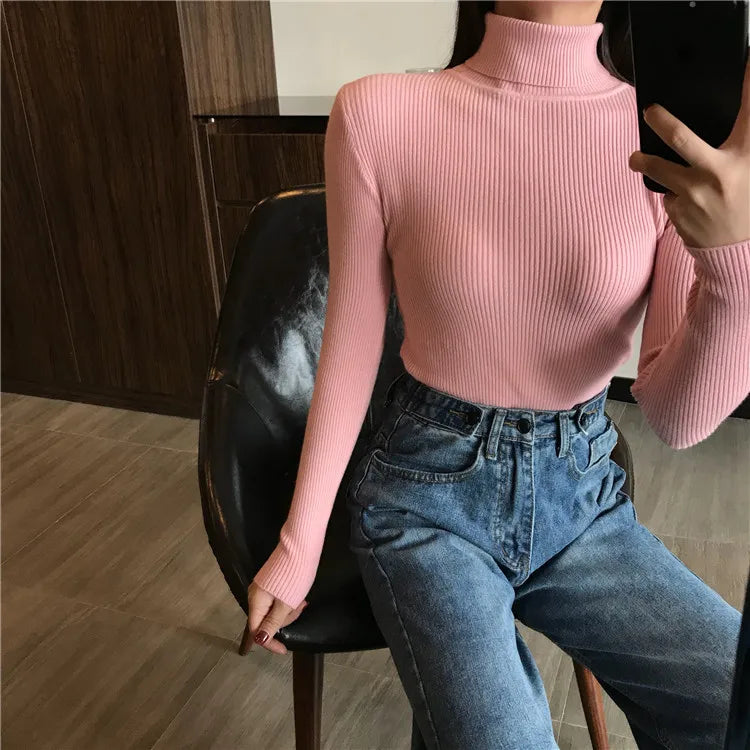 Women's ribbed turtleneck sweater, thick knit — view 19 of 20