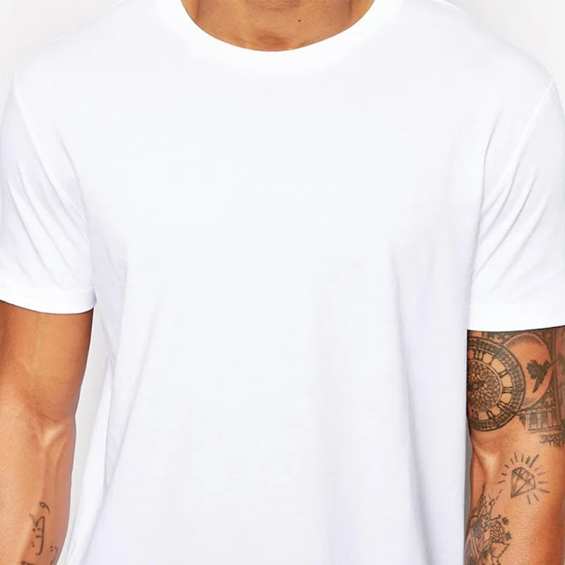 Men's Longline T-Shirt — Extra Long Hip-Hop Tee, White
