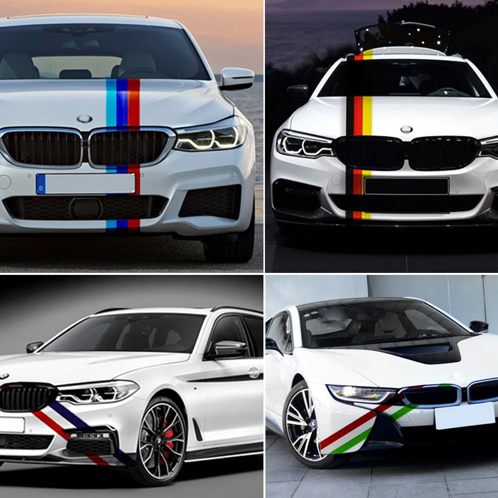 M-Colored Power Stripe Hood/Roof Decal for BMW 1/2/3/4/5/7 Series, X1, X3