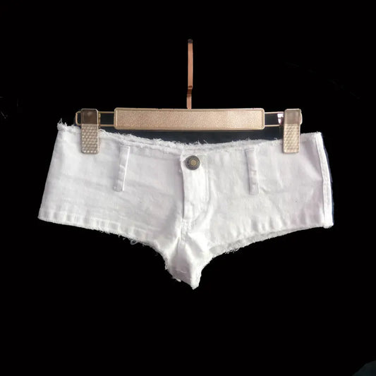 Women's Tassel Low-Rise Denim Shorts — Vintage Frayed Mini Jean Shorts