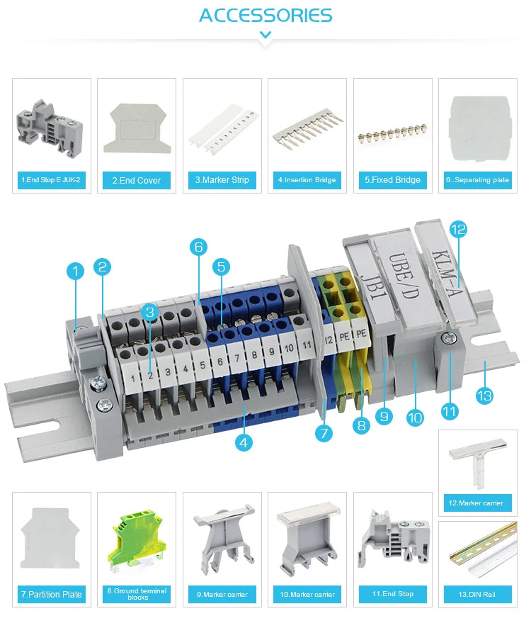 10Pcs UK 2.5 Terminal Block UK2.5B Screw Connection Connect Strip 2.5B 2.5mm² Cable Electrical Din Rail Wire Connector