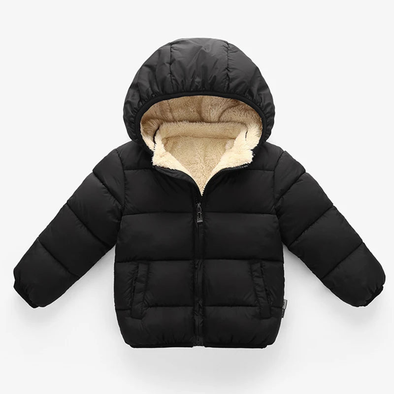 Kids Fur Hood Plush Jacket - Thickened Winter Outerwear for Boys & Girls - photo 2