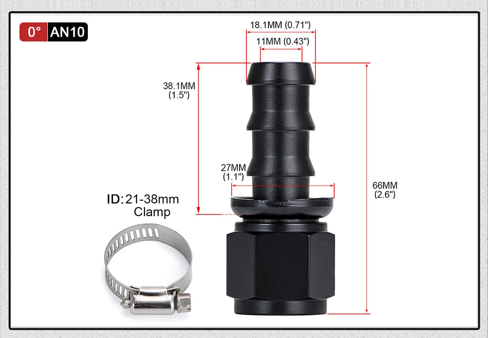 Universal AN6 AN8 AN10 Push-on Hose End Fittings Fuel Oil Cooler Hose Fitting 0 45 90 180 Degree Reusable Connection Adapter