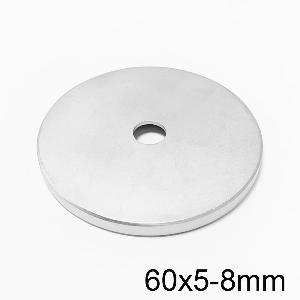 Neodymium Disc Magnets 60x5mm N35, Countersunk 8mm Hole