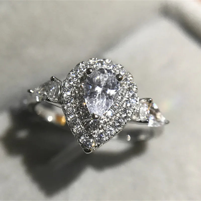 Cubic Zirconia White Gold Ring for Women - Bridal & Wedding