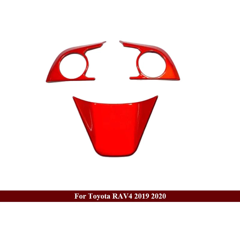 Car Interior Red Chrome Decoration Accessories For 2019-2021 Toyota RAV4 Armrest Console Strips Water Cup Cover Air Vent Trims