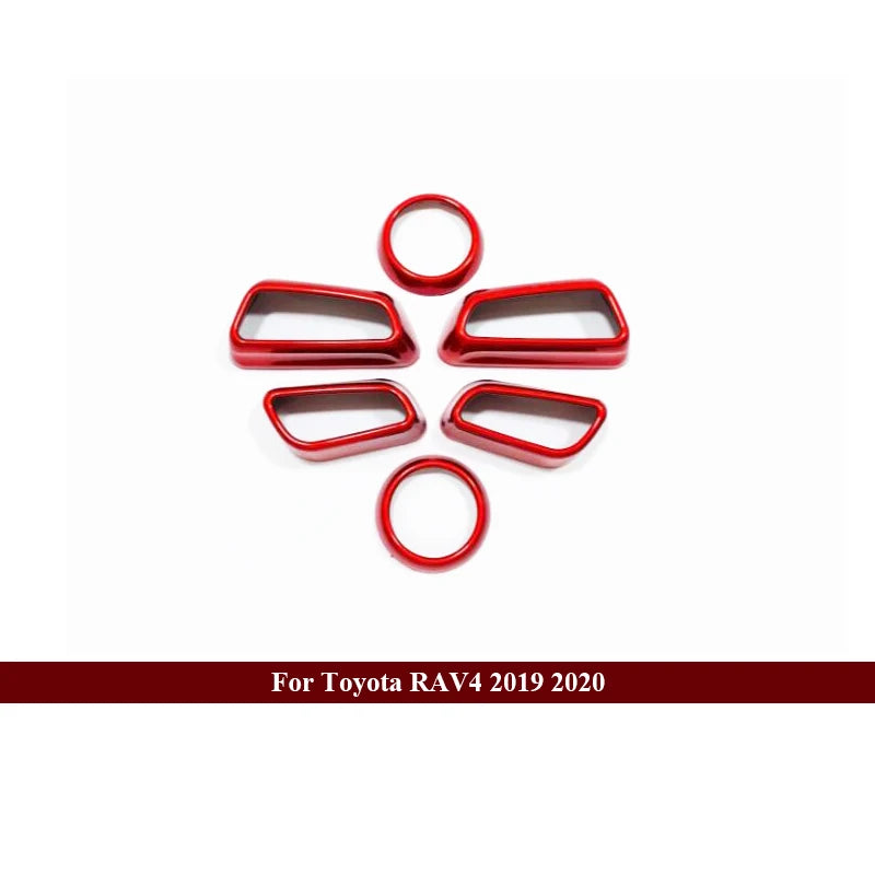 Car Interior Red Chrome Decoration Accessories For 2019-2021 Toyota RAV4 Armrest Console Strips Water Cup Cover Air Vent Trims