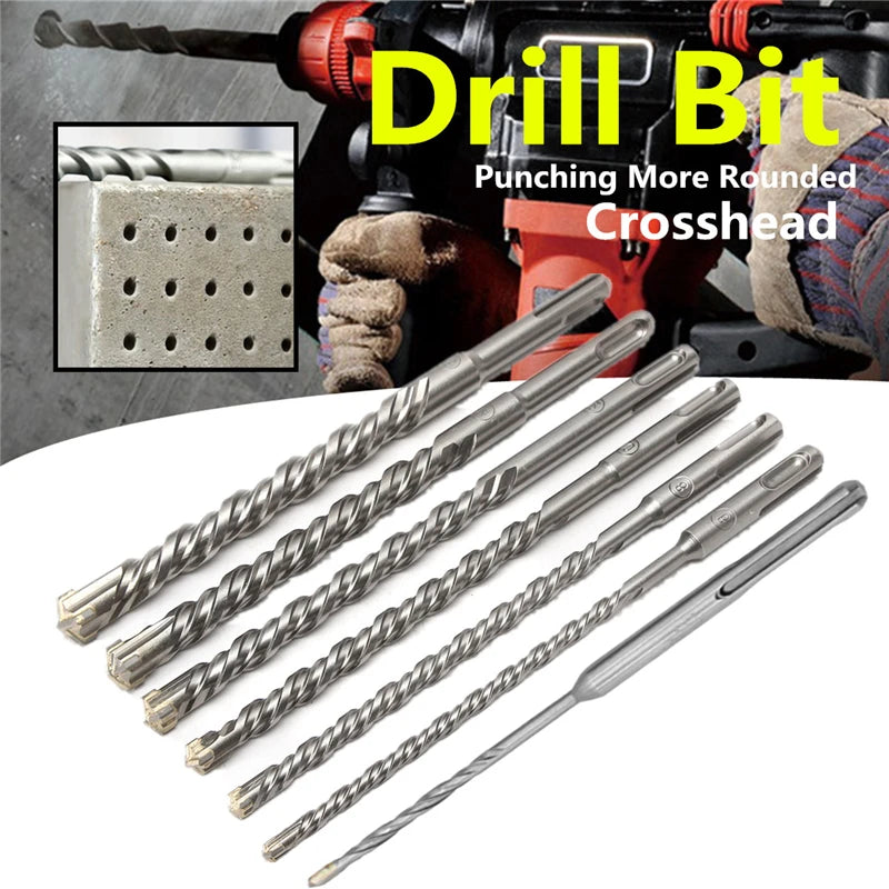 SDS Plus Hammer Drill Bits 5-25mm, Cross Tungsten Masonry Set