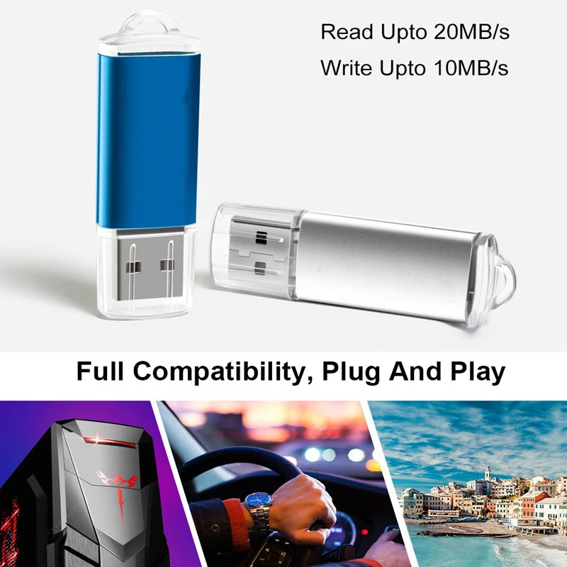 Color USB 2.0 Flash Drive 10-Pack — Bulk Mini Memory Sticks 4GB to 128GB