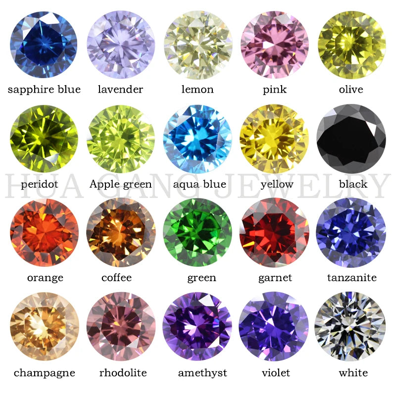5A Cubic Zirconia Stone Multicolor Round Shape Brilliant Cut Loose CZ Stones Synthetic Gems Beads For Jewelry1.0~20mm AAAAA