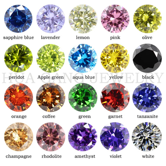 5A Cubic Zirconia Stone Multicolor Round Shape Brilliant Cut Loose CZ Stones Synthetic Gems Beads For Jewelry1.0~20mm AAAAA