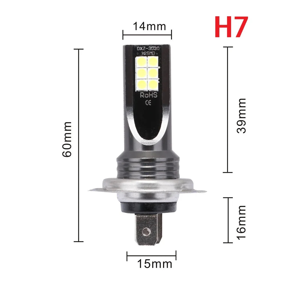 2Pcs 9005 9006 LED Headlight H11 H8 H9 H10 H1 H3 Car Fog Light Bulbs DRL H4 H7 Auto Driving Running Lamps 6000K 8000LM 80W 12V