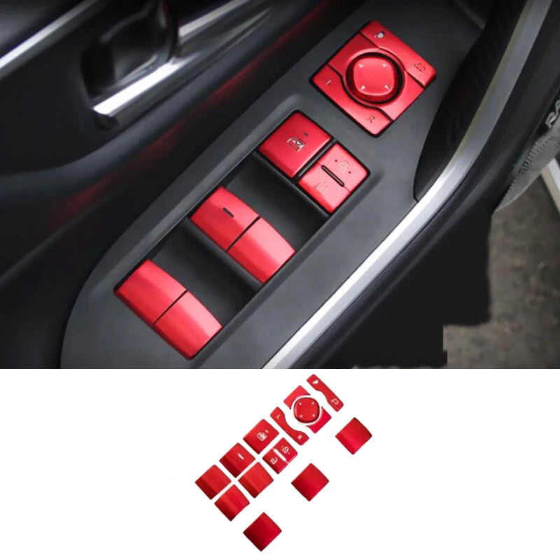 Car Interior Red Chrome Decoration Accessories For 2019-2021 Toyota RAV4 Armrest Console Strips Water Cup Cover Air Vent Trims