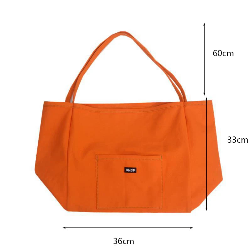 Women's Canvas Tote Bag – Reusable Shoulder Handbag with Letter Detail | Casual Daily Bag