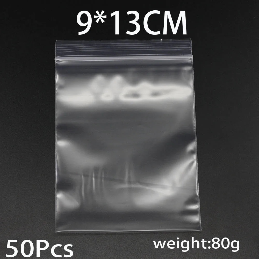 30-100Pcs Thick Plastic Poly Clear Bags 4x6/5x7/6x8/7x10cm Jewelry Packaging Lock Zipped Reclosable DIY Storage
