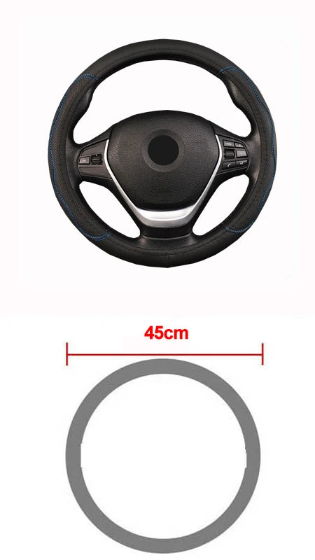 Car Truck PU Leather Embossed Steering Wheel Cover Steering-Wheel For Auto Diameters 36 38 40 42 45 47 50CM 7 Sizes to Choose