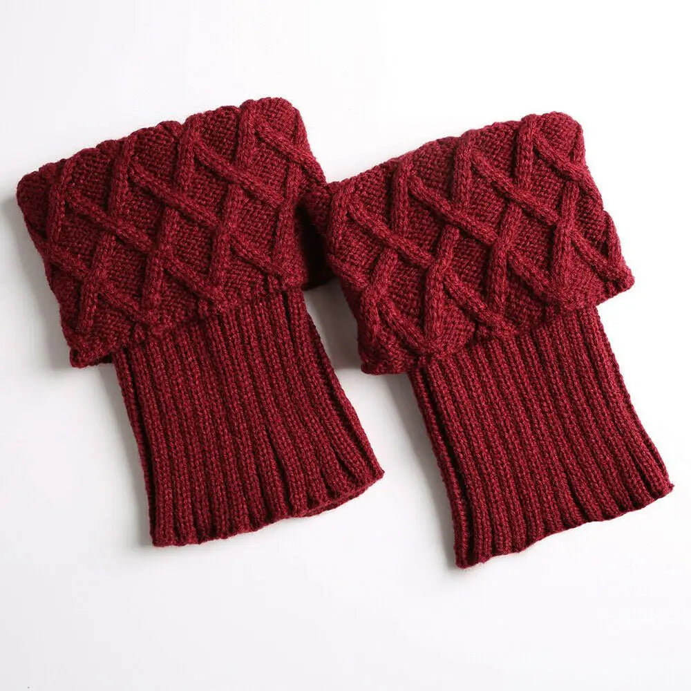 Women's Short Knit Leg Warmers - Boot Cuffs in Grey & Khaki - photo 28