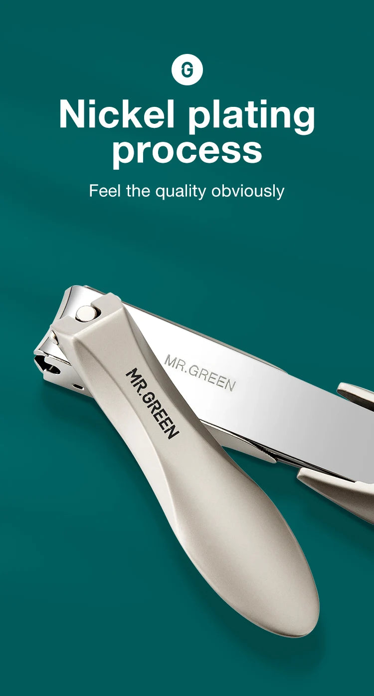 MR.GREEN Professional Nail Clipper Set – Anti-Splash Stainless Steel Fingernail & Toenail Cutter | Ergonomic Bionic Design Manicure & Pedicure Tool