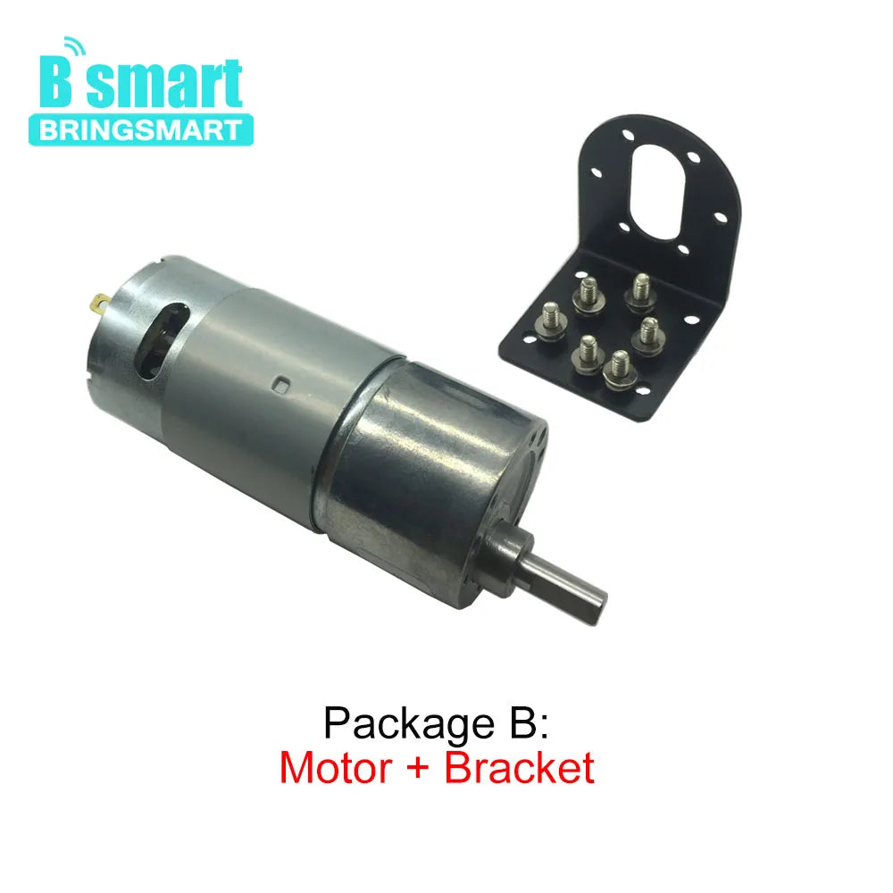 Bringsmart 37GB555 High Torque Electric Motor Low Speed DC 12V 24V Reversed High Torque 6-800RPM Customized Gear Motor Robot