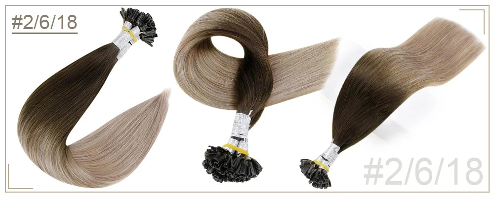 Full Shine U Tip Hair Extensions Fusion Hair Balayage Color 40-50g Keratin Glue Beads Prebonded Human Hair Extensiones