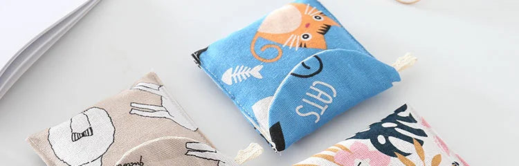 Portable Sanitary Napkin Storage Bag Women Cosmetic Organizer Girls Ladies Cute Coin Card Sanitary Pad Pouch Small Cosmetic Bag