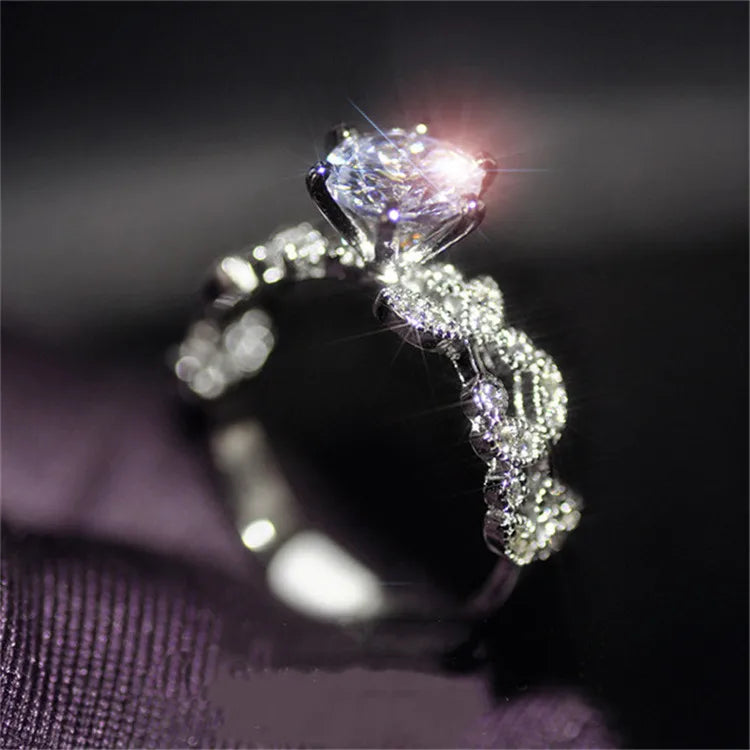 Cubic Zirconia White Gold Ring for Women - Bridal & Wedding