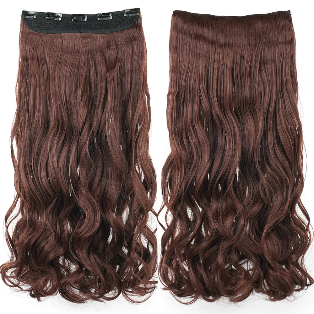 Soowee 24'' 28'' Synthetic Hair Charms Clip In Hair Extensions Dirty Blonde Fake Brown Curly Hair Pieces for Women