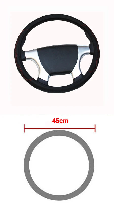 Car Truck PU Leather Embossed Steering Wheel Cover Steering-Wheel For Auto Diameters 36 38 40 42 45 47 50CM 7 Sizes to Choose