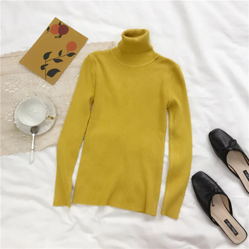 Women's Korean Turtleneck Sweater — Slim Knit Jumper