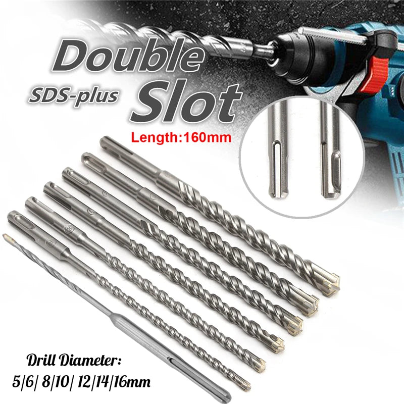 SDS Plus Hammer Drill Bits 5-25mm, Cross Tungsten Masonry Set
