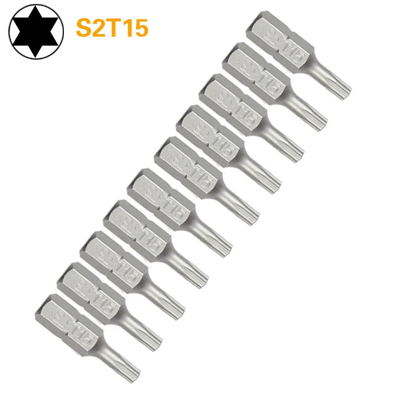 Torx Screwdriver Bit Set T6–T40 — S2 Steel 1/4" Hex Shank for Power Tools