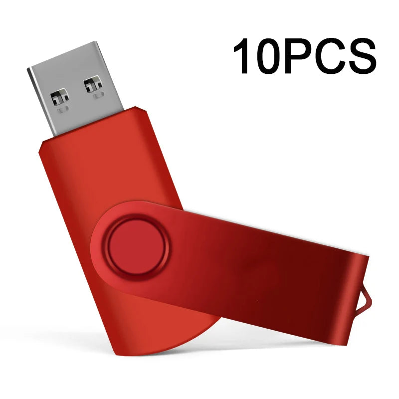 USB 2.0 Flash Drive 10-Pack — Bulk Color Memory Sticks 1GB to 128GB