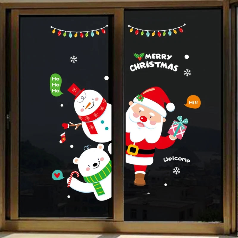 Christmas Wall Window Stickers Marry Christmas Decoration For Home 2026 Christmas Ornaments Xmas Navidad Gift New Year 2026