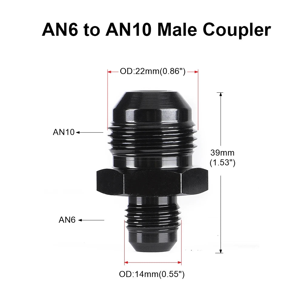 Oil Fuel Hose End Adapter an Straight AN Male To AN Male Coupler AN4 AN6 AN8 AN10 Fittings Aluminum Male Flare AN8 Fitting