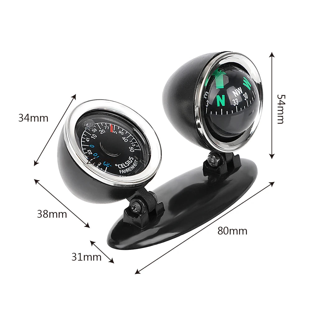 Car Ornaments Compass Thermometer Guide Ball Dashboard Meters Gauge Decorative Truck Automobile Accessories Interior Decoration