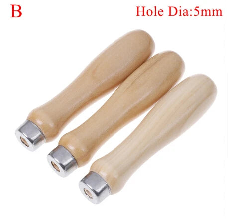 3Pcs/Lot Wooden File Handle Fit Home Tool Stainless Steel Ring Hardwood DIY Acc