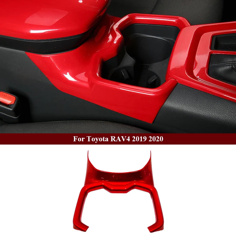 Car Interior Red Chrome Decoration Accessories For 2019-2021 Toyota RAV4 Armrest Console Strips Water Cup Cover Air Vent Trims