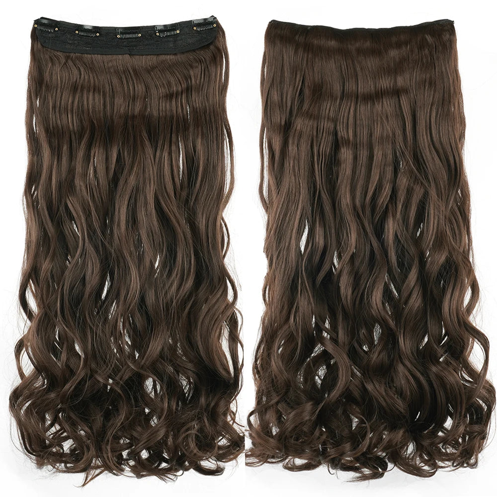 Soowee 24'' 28'' Synthetic Hair Charms Clip In Hair Extensions Dirty Blonde Fake Brown Curly Hair Pieces for Women