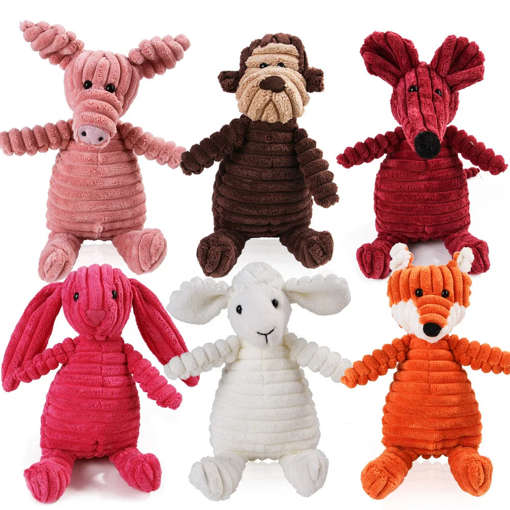 Squeaky Plush Chew Toy for Dogs, Animal Shapes