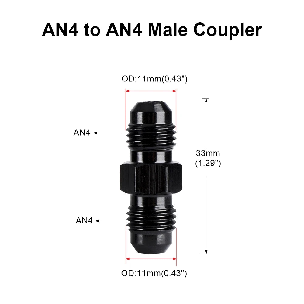 Oil Fuel Hose End Adapter an Straight AN Male To AN Male Coupler AN4 AN6 AN8 AN10 Fittings Aluminum Male Flare AN8 Fitting