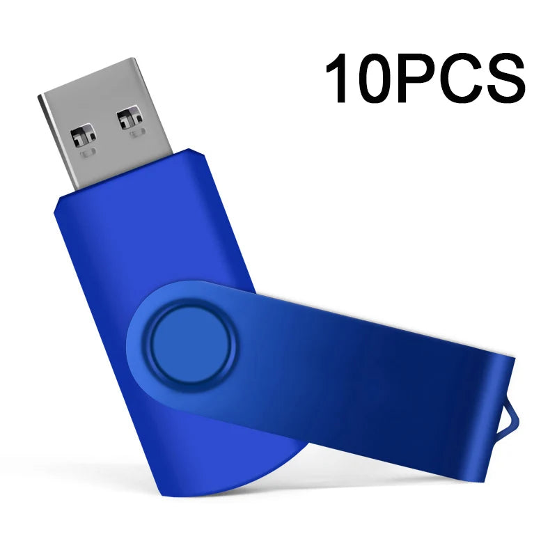 USB 2.0 Flash Drive 10-Pack — Bulk Color Memory Sticks 1GB to 128GB