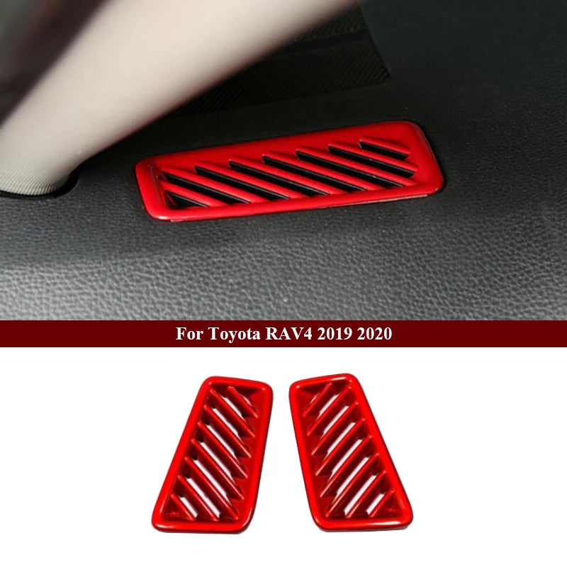 Car Interior Red Chrome Decoration Accessories For 2019-2021 Toyota RAV4 Armrest Console Strips Water Cup Cover Air Vent Trims